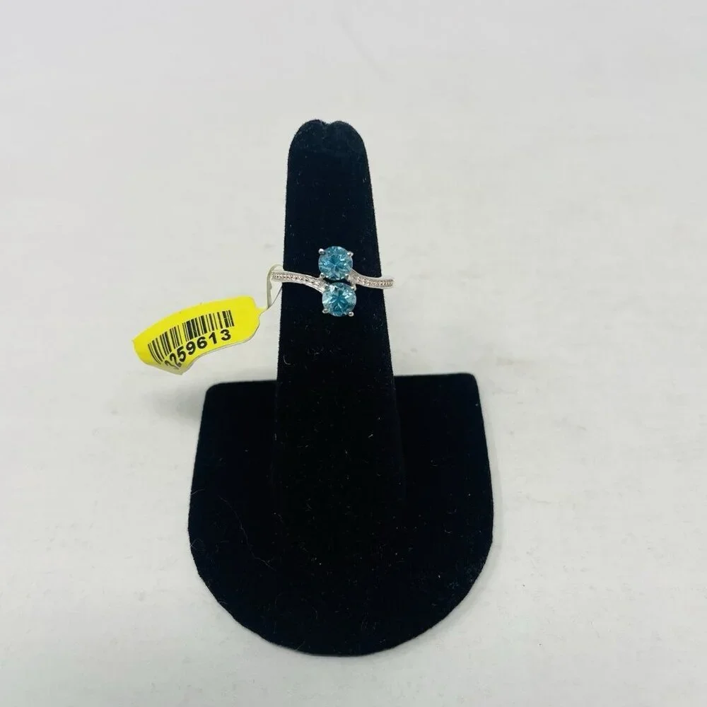 Madagascar Paraiba Apatite Size 5 925 Sterling Silver Bypass Ring 1.07 cts. 5008